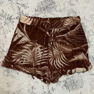 O’Neill Brown Leaf Print Women's Shorts XS
